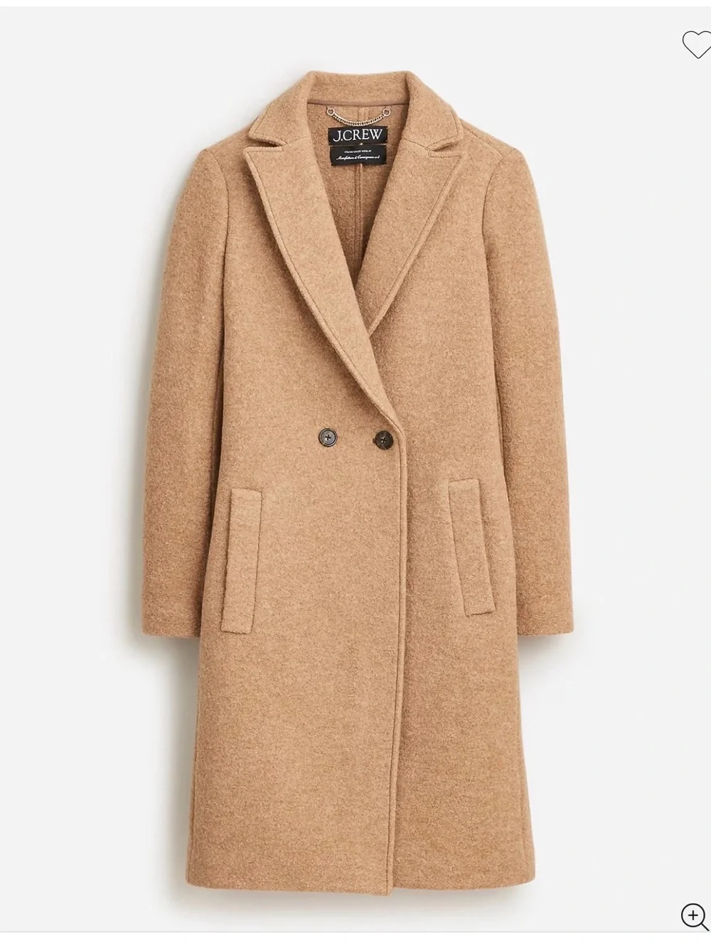 J. Crew Daphne Top Coat Camel Caramel Single-Button 100% Boiled Wool Pea Coat - Picture 2 of 9